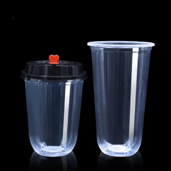 50 τεμ/συσκευασία 360/500/700 U Shaped Bubble Tea Cup Μαλακό πλαστικό φλιτζάνι Boba φλιτζάνια τσαγιού Φλιτζάνια μιας χρήσης Αποδοχή προσαρμογής