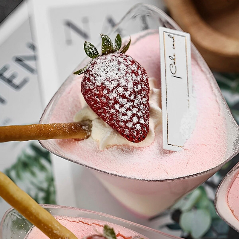 50 tk magustoidu tassid 50 lusikat läbipaistev 3,38 untsi plastikust juustukoogi parfee potid Korduvkasutatav parfee eelroa tass Läbipaistev magustoidu tass