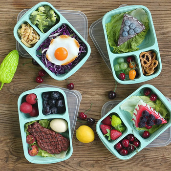 Κουτί μεσημεριανού γεύματος Πλαστικά δοχεία για μεσημεριανό φούρνο μικροκυμάτων χωρίς BPA Meal Prep Bento Κουτί γεύματος με καπάκια Επαναχρησιμοποιούμενα δοχεία αποθήκευσης τροφίμων
