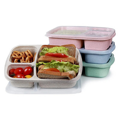 Cutie de prânz Recipiente de prânz din plastic pentru microunde, fără BPA, cutie de prânz Bento, cu capace, Recipiente reutilizabile pentru depozitarea alimentelor