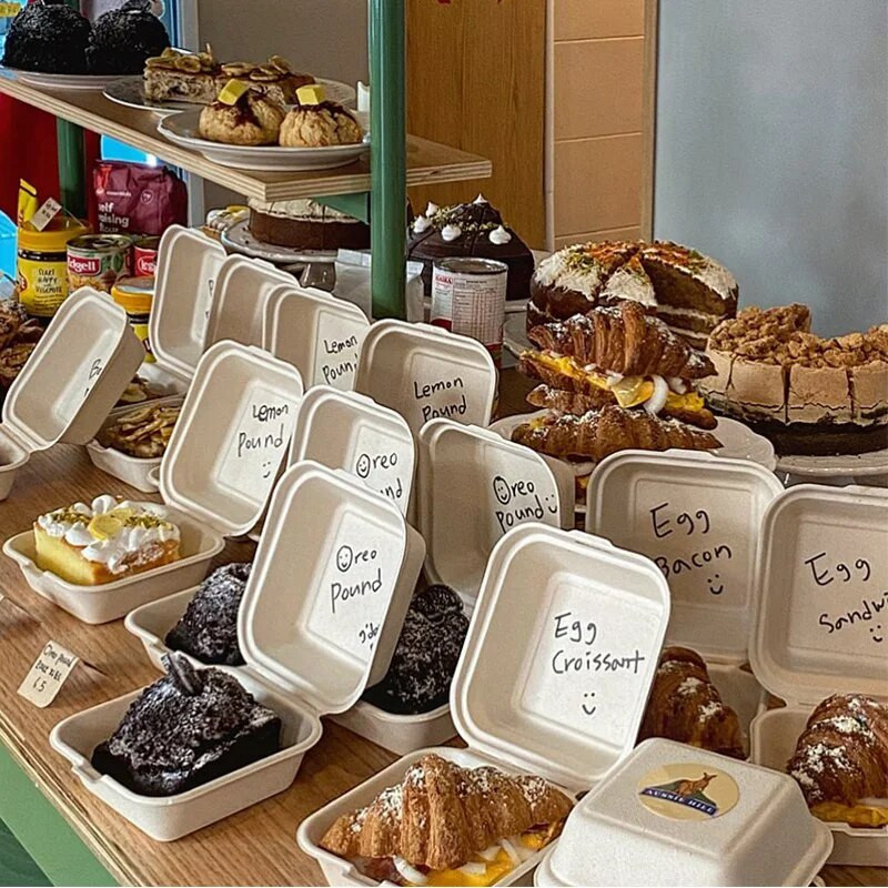 20 tk ühekordselt kasutatav lõunasöögikarp Keskkonnasõbralik Bento Box pagarikonteiner Puu-hamburgeri koogisöögi ettevalmistamise pakend toidukonteiner