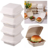 10 tk ühekordsed Bento karbid Mikrolaineahjus lagunevad lõunakarbi konteinerid kaasavõetav pakkimine Hamburgeri koogi pakend Keskkonnasõbralik