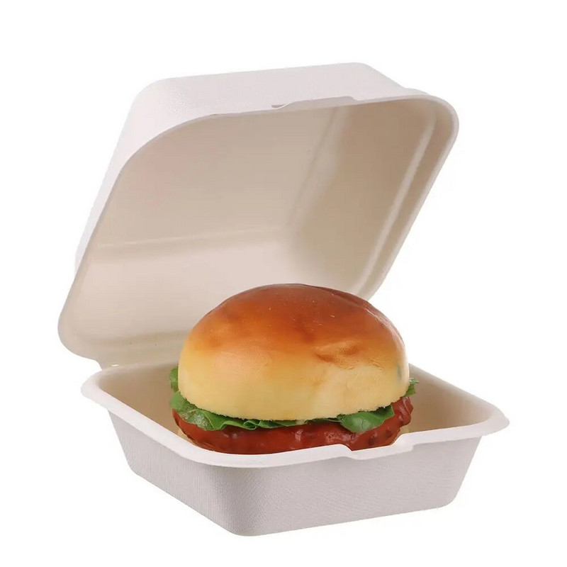 10 tk ühekordsed Bento karbid Mikrolaineahjus lagunevad lõunakarbi konteinerid kaasavõetav pakkimine Hamburgeri koogi pakend Keskkonnasõbralik