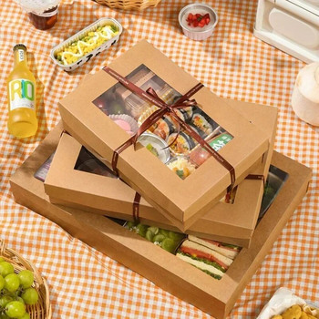 Κουτί για πικνίκ Kraft Κουτί μεσημεριανού γεύματος μίας χρήσης Φρουτά εξωτερικού χώρου Bento Sushi Netflix Συσκευασία Κουτιά μεσημεριανού γεύματος Δοχείο τροφίμων μίας χρήσης Κουτί κέικ