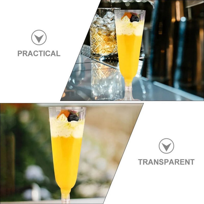 40 buc Pahare de cristal Flaut Pahare Sampanie Desert Pahare Rosi Bauturi Pahare Plastic Cocktail Cocktail Pahare Cocktail Pahare Petrecere