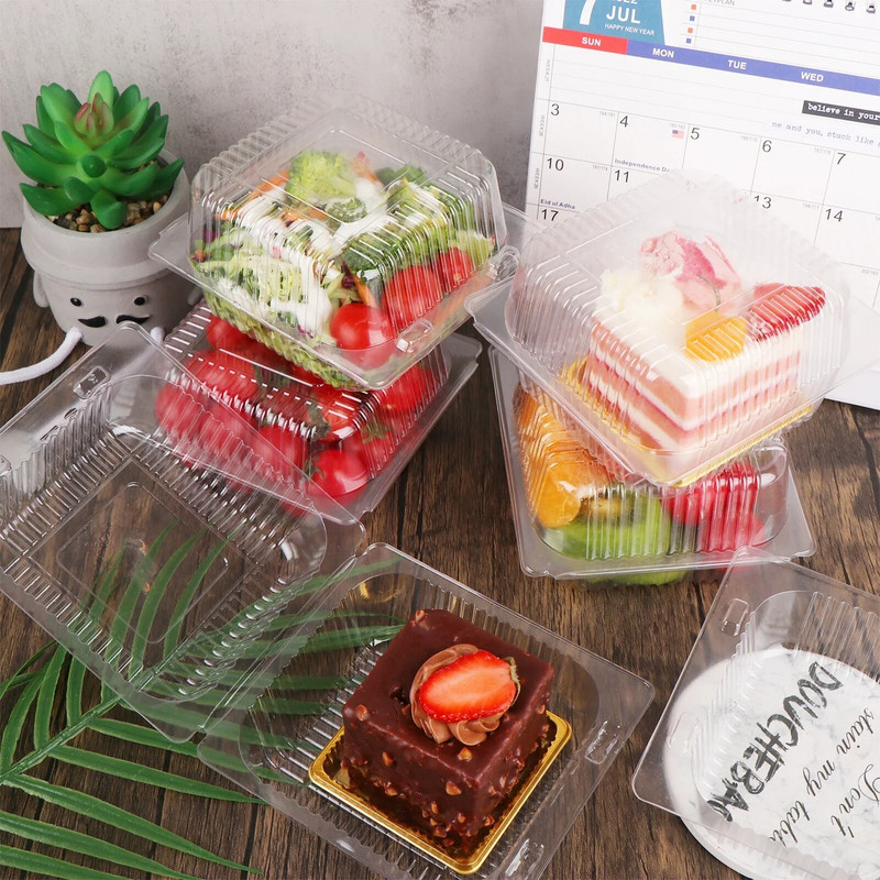 25 τμχ Clear Clamshell δοχείο φαγητού με καπάκια για μεσημεριανό γεύμα μιας χρήσης κουτιά για πικνίκ Κουτιά συσκευασίας τροφίμων Κουτιά για φαγητό σε πακέτο Κουτιά κέικ