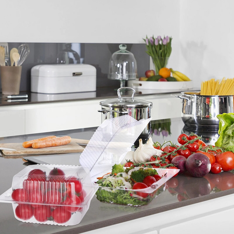 25 τμχ Clear Clamshell δοχείο φαγητού με καπάκια για μεσημεριανό γεύμα μιας χρήσης κουτιά για πικνίκ Κουτιά συσκευασίας τροφίμων Κουτιά για φαγητό σε πακέτο Κουτιά κέικ