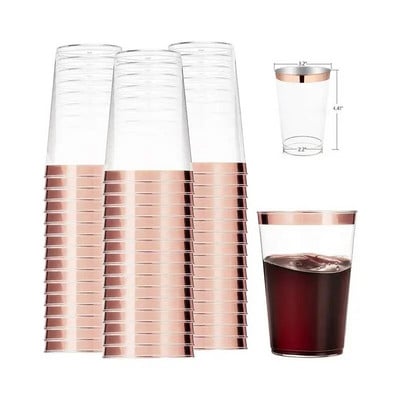 10 komada zlatnih plastičnih šalica za desert 12 oz tvrda šalica za jednokratnu upotrebu PVinska čaša prozirna čaša za piće Rođendansko vjenčanje isporučeno