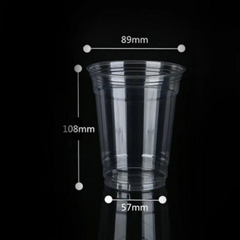 360ml (12oz) Διαφανή κούπες με καπάκια Καλαμάκια PET Πλαστικά φλιτζάνια καφέ 10τμχ Φλιτζάνια μιας χρήσης για Smoothies Τσάι Αναψυκτικά και ανάμεικτα ποτά