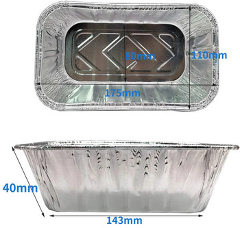 20PCS 450ml контейнер за храна от алуминиево фолио за еднократна употреба с капаци Барбекю поднос от алуминиево фолио Правоъгълна кутия за обяд Кухненски консумативи