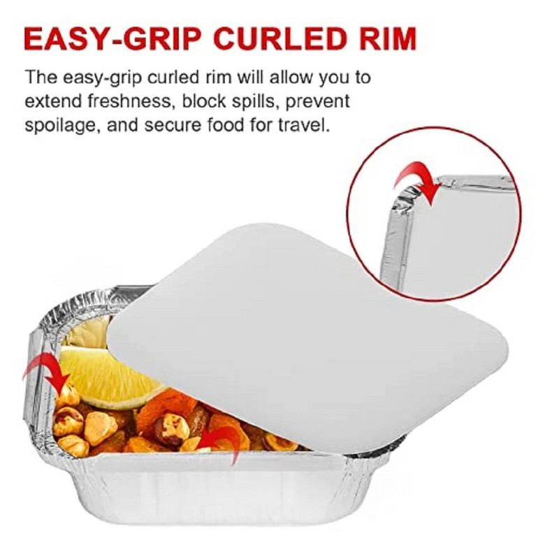 20 tk 450 ml ühekordselt kasutatav alumiiniumfooliumist toidukonteiner kaanega BBQ alumiiniumfooliumist kandik ristkülikukujuline lõunakarbi köögitarbed