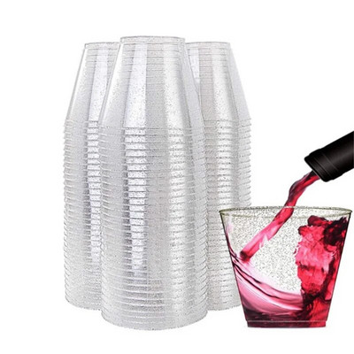 9OZ270ML jednokratne čaše za vodu zlatne čaše za vino čaše za srebro u prahu viski plastične čaše čaše za sok čaše za desert čaše za mousse