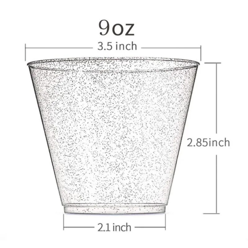 9OZ270ML jednokratne čaše za vodu zlatne čaše za vino čaše za srebro u prahu viski plastične čaše čaše za sok čaše za desert čaše za mousse