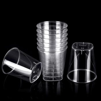 20PCS 50/200ml чаши за еднократна употреба Double Drinking Shooter Cups Пластмасови еднократни прозрачни издръжливи чаши за чай и кафе Party Tumblers