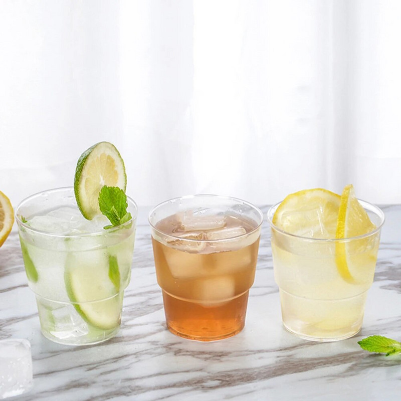 20 tk 50/200 ml ühekordselt kasutatavad klaasid topeltjoogitopsid Plastikust ühekordselt kasutatavad läbipaistvad, vastupidavad teekohvitopsid, peoklaasid