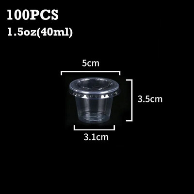 100 tk ühekordselt kasutatav kaanega plasttops Läbipaistvad kastmetopsid tarretisjogurti maitseainekonteiner ümmargune suletud karbiga köögitarvikud