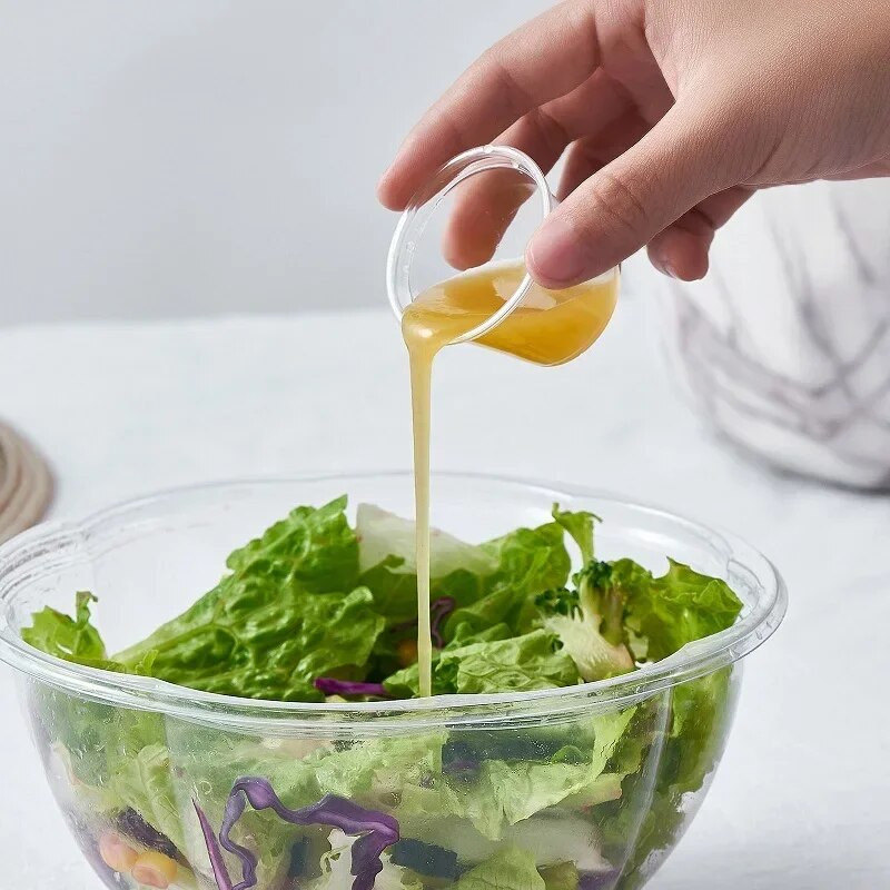 100 tk ühekordselt kasutatav kaanega plasttops Läbipaistvad kastmetopsid tarretisjogurti maitseainekonteiner ümmargune suletud karbiga köögitarvikud