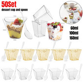 50 kompleta jednokratnih plastičnih čaša za desert Porcija prozirna čaša za sladoled za desert Kućna božićna zabava 60 ml/100 ml/160 ml