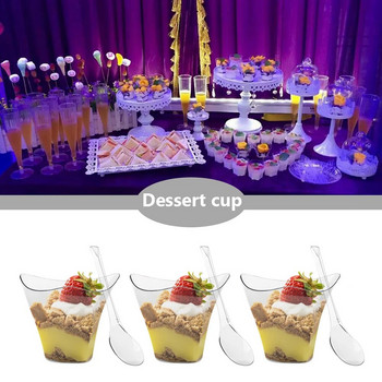 50 комплекта пластмасови десертни чаши за еднократна употреба, порция, прозрачна чаша за десерт, сладолед, домашно коледно парти, 60 ml/100 ml/160 ml