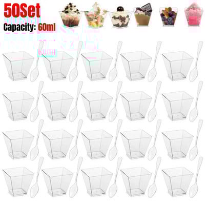 50 kompleta jednokratnih plastičnih čaša za desert Porcija prozirna čaša za sladoled za desert Kućna božićna zabava 60 ml/100 ml/160 ml