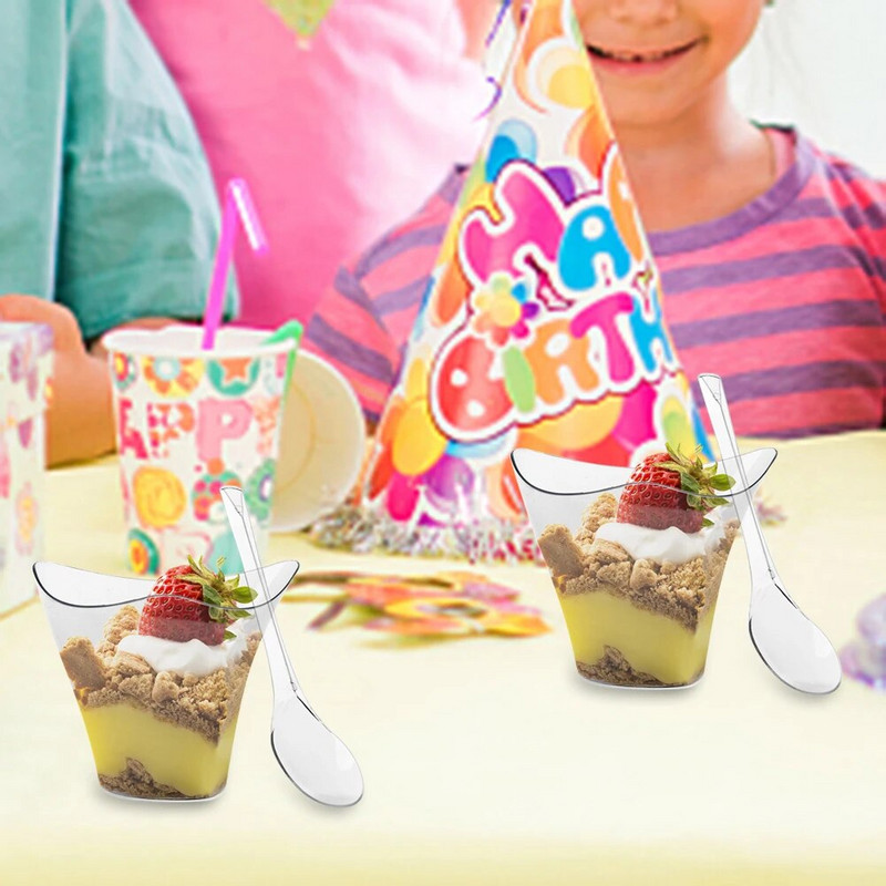 50 kompleta jednokratnih plastičnih čaša za desert Porcija prozirna čaša za sladoled za desert Kućna božićna zabava 60 ml/100 ml/160 ml