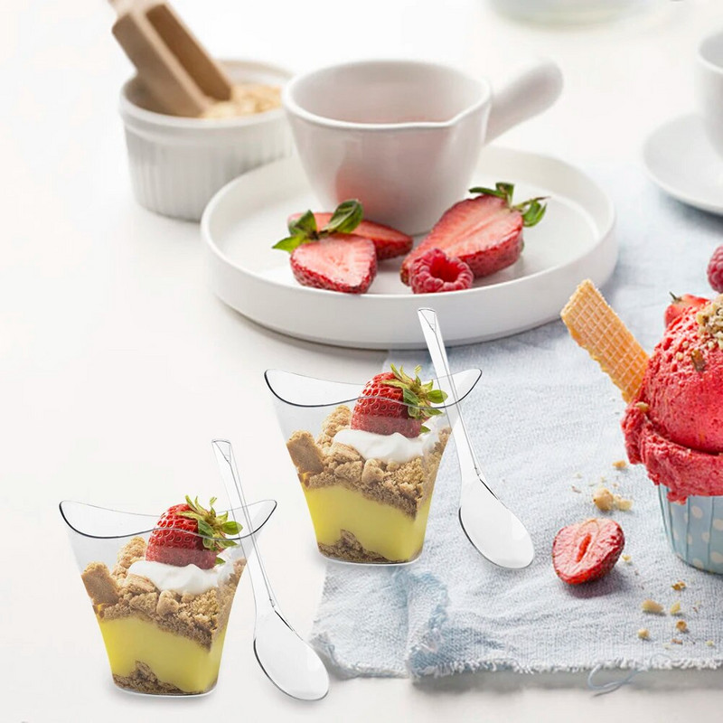 50 kompleta jednokratnih plastičnih čaša za desert Porcija prozirna čaša za sladoled za desert Kućna božićna zabava 60 ml/100 ml/160 ml