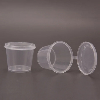 25 бр. 25 мл пластмасови контейнери за чаши за сос за храна за еднократна употреба Кутия за храна Кутия за бои с шарнирни капаци Пигмент
