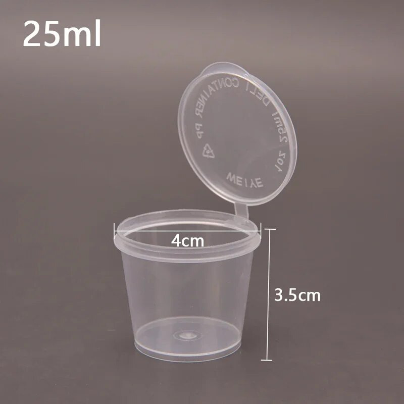 25 τμχ 25 ml πλαστική σάλτσα takeaway μίας χρήσης Δοχεία φλιτζάνι Κουτί τροφίμων Κουτί βαφής με αρθρωτά καπάκια Pigment