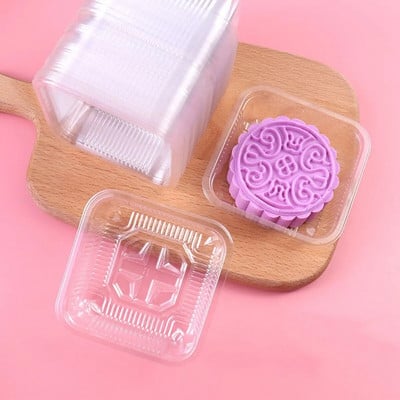 Pyrago plastikinis vienkartinis individualus Mooncake dėklo putėsių konteinerio pakuotės dėžutės torto laikiklis