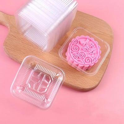Pyrago plastikinis vienkartinis individualus Mooncake dėklo putėsių konteinerio pakuotės dėžutės torto laikiklis