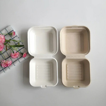 10 τεμ. Βιοδιασπώμενο κουτί χάμπουργκερ 6 ιντσών μιας χρήσης, κουτί μεσημεριανού γεύματος Bento Baking Cak Δοχεία φαγητού Κουτί για επιδόρπιο για σνακ