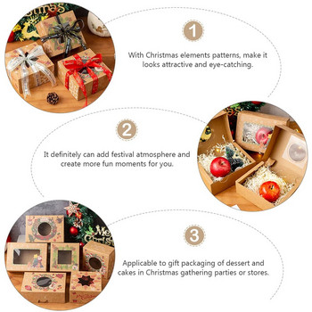 3 τεμ. Χριστουγεννιάτικο παράθυρο χάρτινο κουτί καραμέλα Δοχεία για δώρα Κουτιά συσκευασίας γλυκού