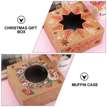 3 бр. Коледни хартиени кутии за прозорци Контейнери за бонбони за подаръци Кутии за опаковане на десерти