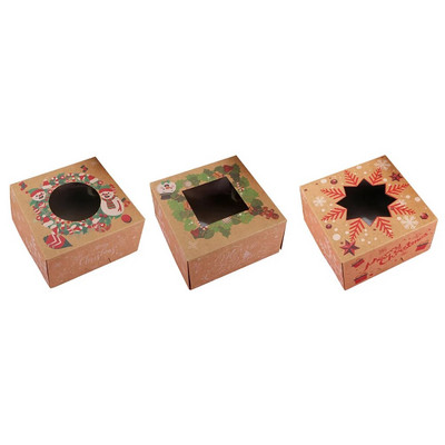 3 τεμ. Χριστουγεννιάτικο παράθυρο χάρτινο κουτί καραμέλα Δοχεία για δώρα Κουτιά συσκευασίας γλυκού