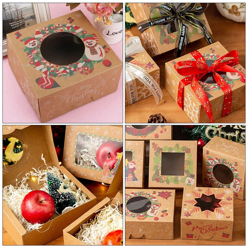 3 τεμ. Χριστουγεννιάτικο παράθυρο χάρτινο κουτί καραμέλα Δοχεία για δώρα Κουτιά συσκευασίας γλυκού