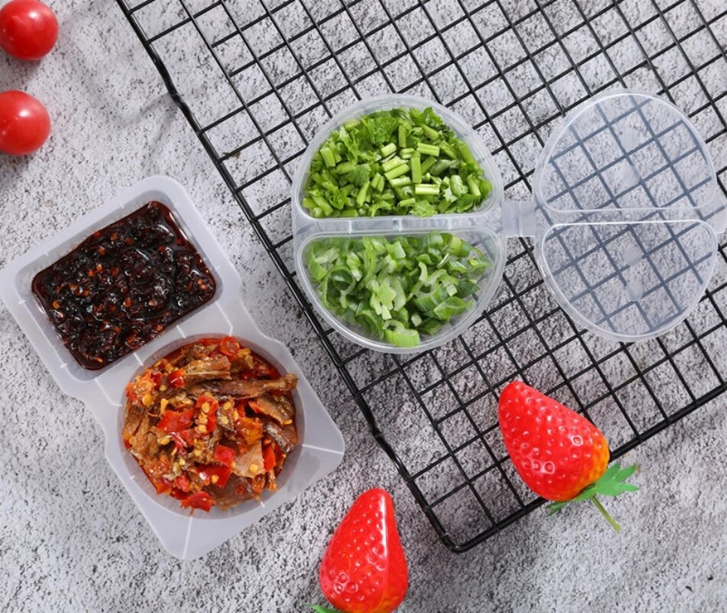 1/5 vnt. vienkartinio padažo sandarinimo dėžutė Mini skaidri plastikinė sandari dėžutė padažo prieskonių laikymo talpyklos dėžutė su dangčiais Virtuvės įrankiai