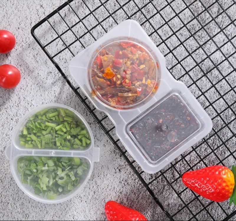 1/5 vnt. vienkartinio padažo sandarinimo dėžutė Mini skaidri plastikinė sandari dėžutė padažo prieskonių laikymo talpyklos dėžutė su dangčiais Virtuvės įrankiai