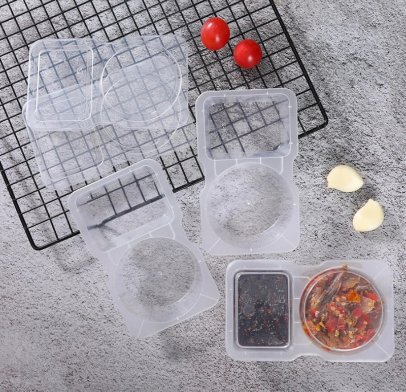 1/5 vnt. vienkartinio padažo sandarinimo dėžutė Mini skaidri plastikinė sandari dėžutė padažo prieskonių laikymo talpyklos dėžutė su dangčiais Virtuvės įrankiai