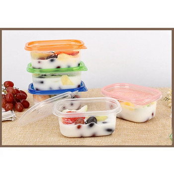 12бр. 280ML правоъгълни пластмасови кутии за обяд Контейнер за храна за еднократна употреба Кухненска запечатана кутия за плодова торта
