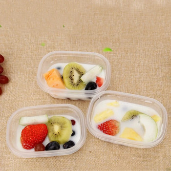 12бр. 280ML правоъгълни пластмасови кутии за обяд Контейнер за храна за еднократна употреба Кухненска запечатана кутия за плодова торта