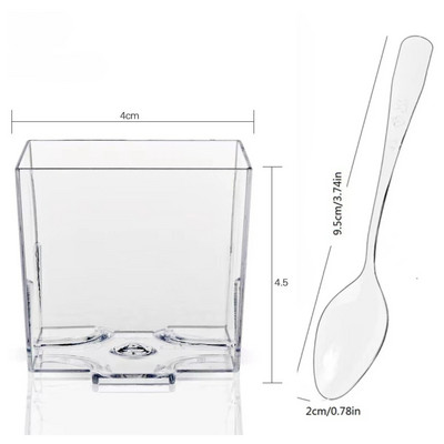 10/20 KOM Četvrtaste plastične čašice za desert od pjene 2 OZ za božićne čašice za puding od želea, jogurt, zabava, Ljetna kuhinja, vjenčanje