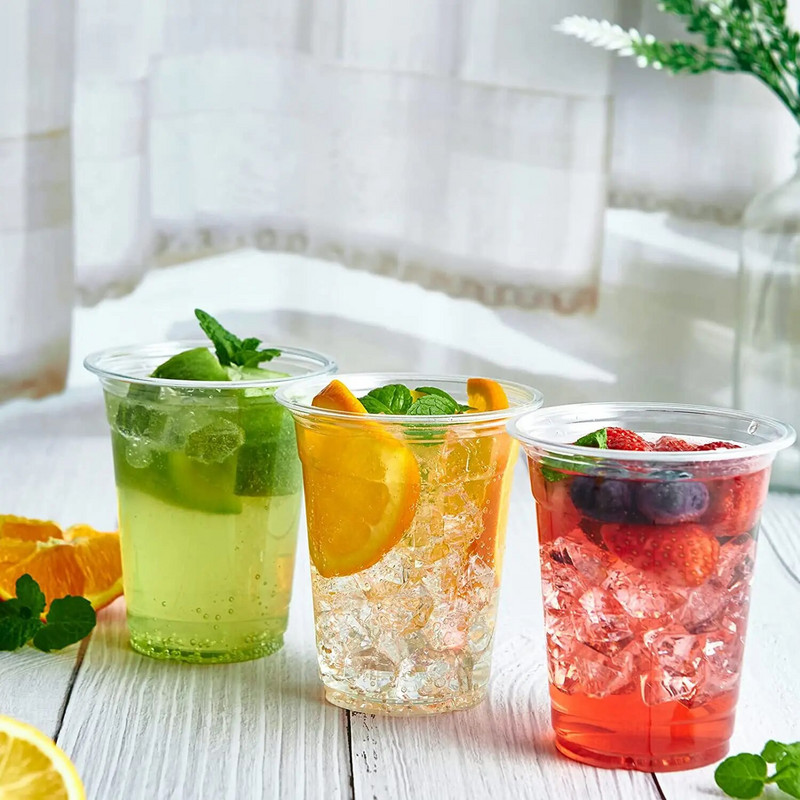 Prozirne plastične čaše od 10 oz (300 ml) s ravnim poklopcima