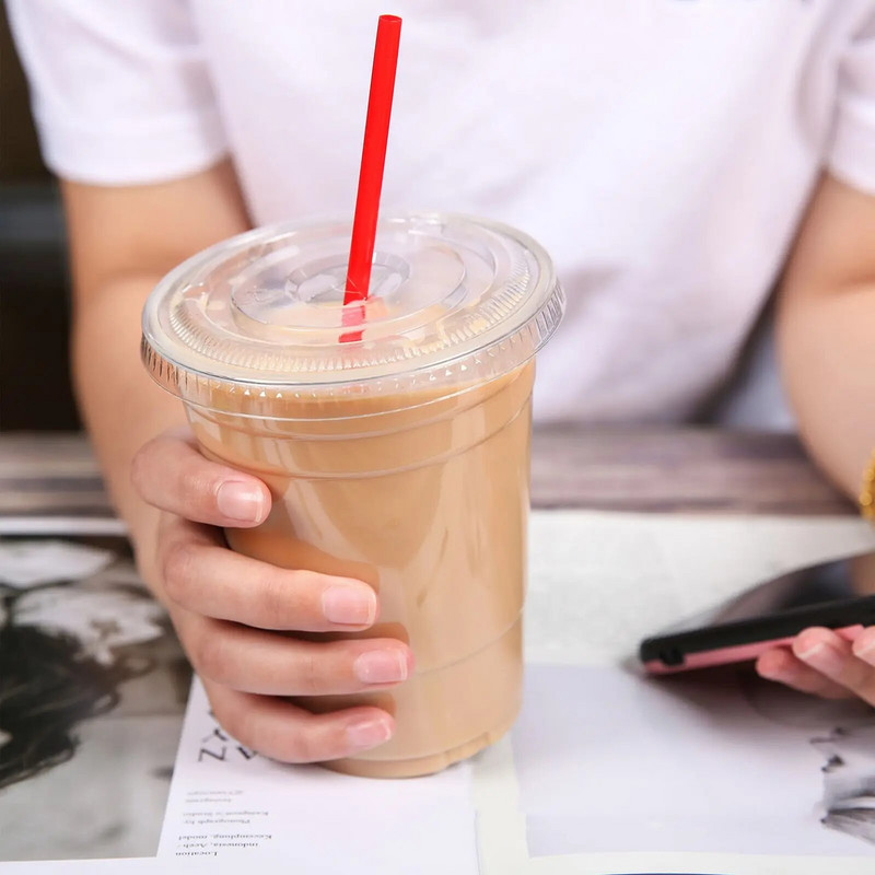 Prozirne plastične čaše od 10 oz (300 ml) s ravnim poklopcima