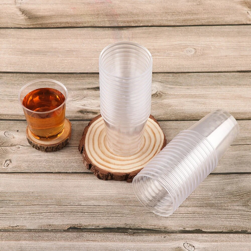 50ml/90ml Στρογγυλά πλαστικά ποτήρια μιας χρήσης Ποτήρια για επιδόρπιο ποτά Διακοσμήσεις γαμήλιων πάρτι Προμήθειες Κύπελλο κουζίνας σπιτιού