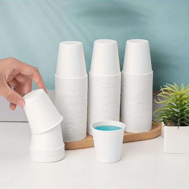 150/100/50PCS Jednokratne male papirnate čaše Supermarket Party Ured Kava Napici Slatkiši Hotel Mini Šalica za ispiranje usta Bijela papirnata čaša