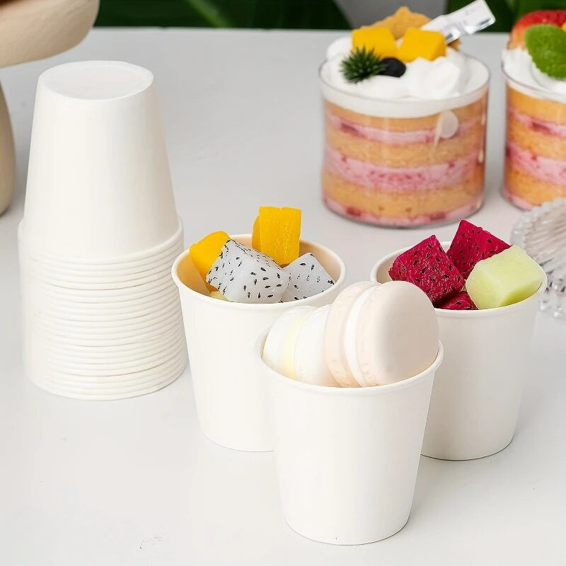 150/100/50PCS Jednokratne male papirnate čaše Supermarket Party Ured Kava Napici Slatkiši Hotel Mini Šalica za ispiranje usta Bijela papirnata čaša