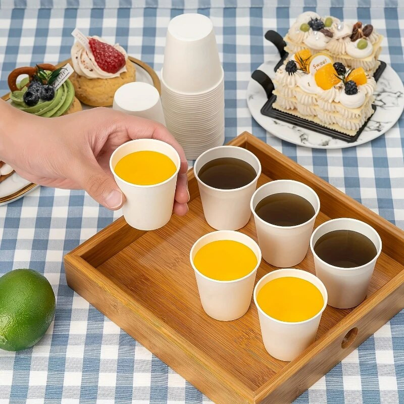 150/100/50PCS Jednokratne male papirnate čaše Supermarket Party Ured Kava Napici Slatkiši Hotel Mini Šalica za ispiranje usta Bijela papirnata čaša