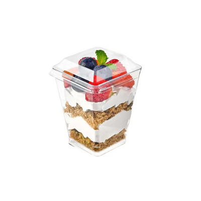 Mousse Cup, Puding Cup, Jogurt Cup, Individuaalne konteiner vahukoogi, Pudingi ja Jogurti jaoks, Läbipaistev kaanega