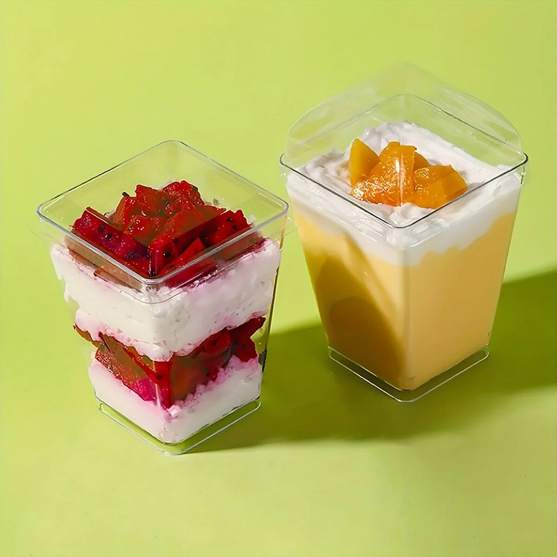 Mousse Cup, Puding Cup, Jogurt Cup, Individuaalne konteiner vahukoogi, Pudingi ja Jogurti jaoks, Läbipaistev kaanega