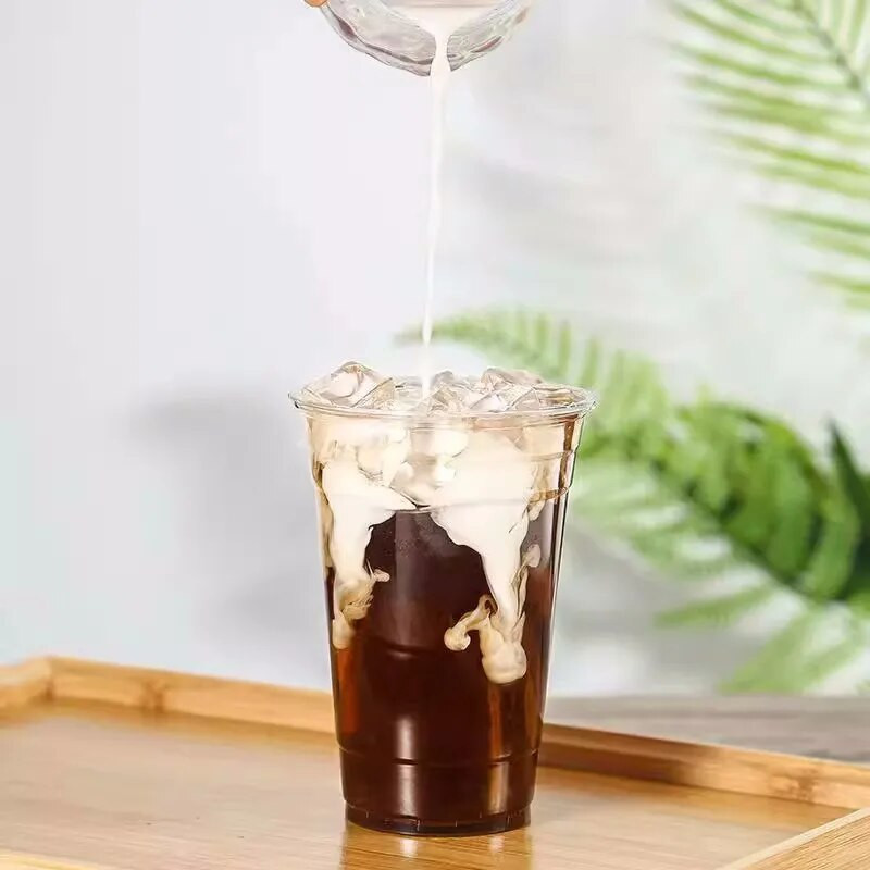 50tk/pakk 98mm läbimõõduga PET-mulli teetass Ühekordne kohvitass Külma joogitass Piima-tee tass 360/500/700ml